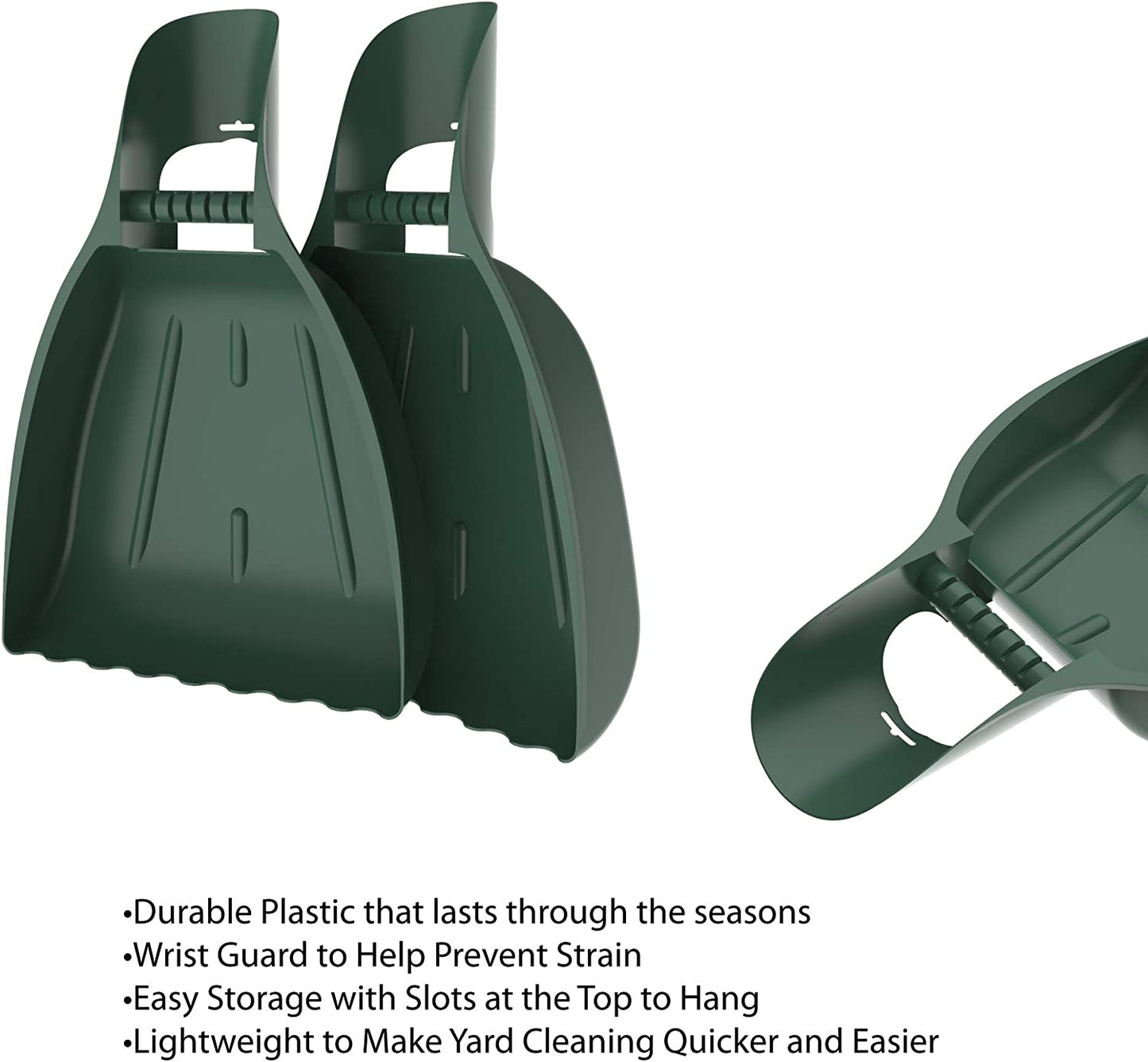 Leaf Scoops Hand Rakes - Lightweight, Durable Grabber Tool for Scooping up Leaves, Spreading Mulch, Gardening, and Yard Work by (Green)
