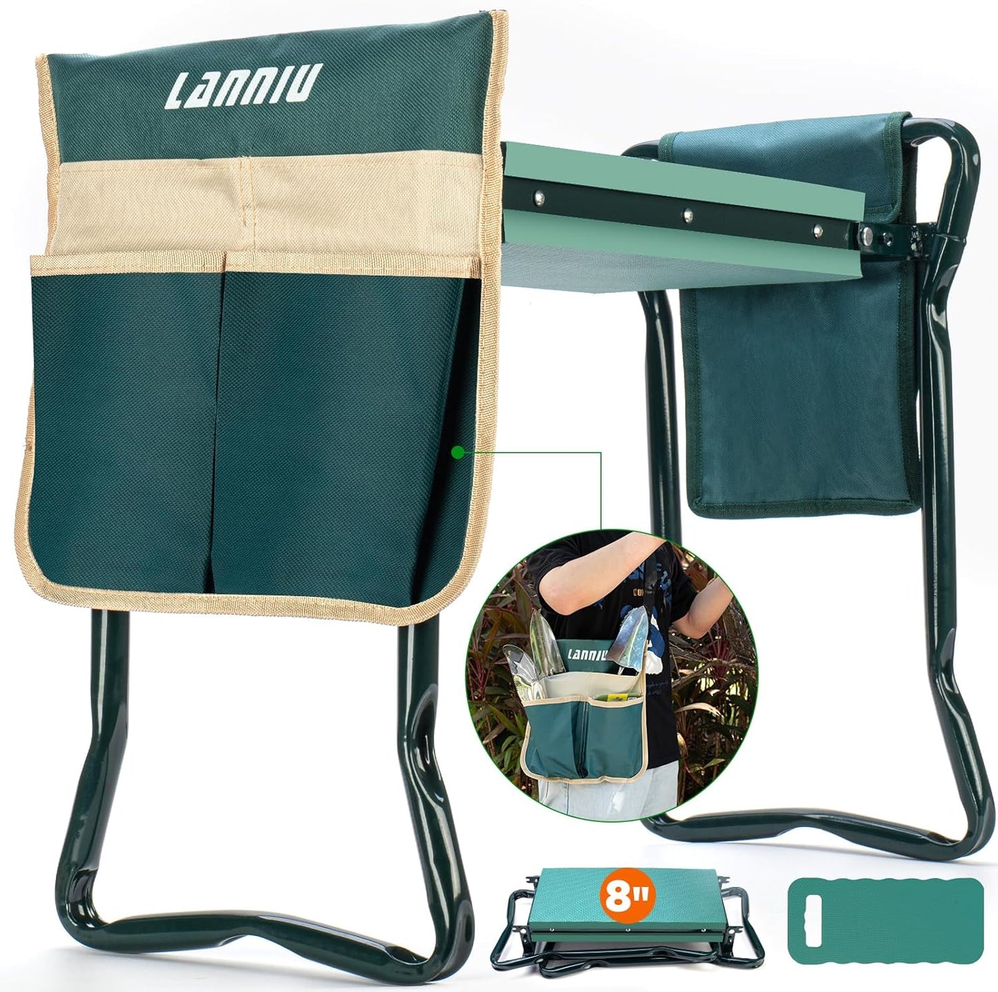 Garden Kneeler and Seat, Foldable Garden Stool, Heavy Duty Garden Chair for Kneeling and Sitting, Gardening Gifts for Women, Grandparents, Seniors, Mom & Dad