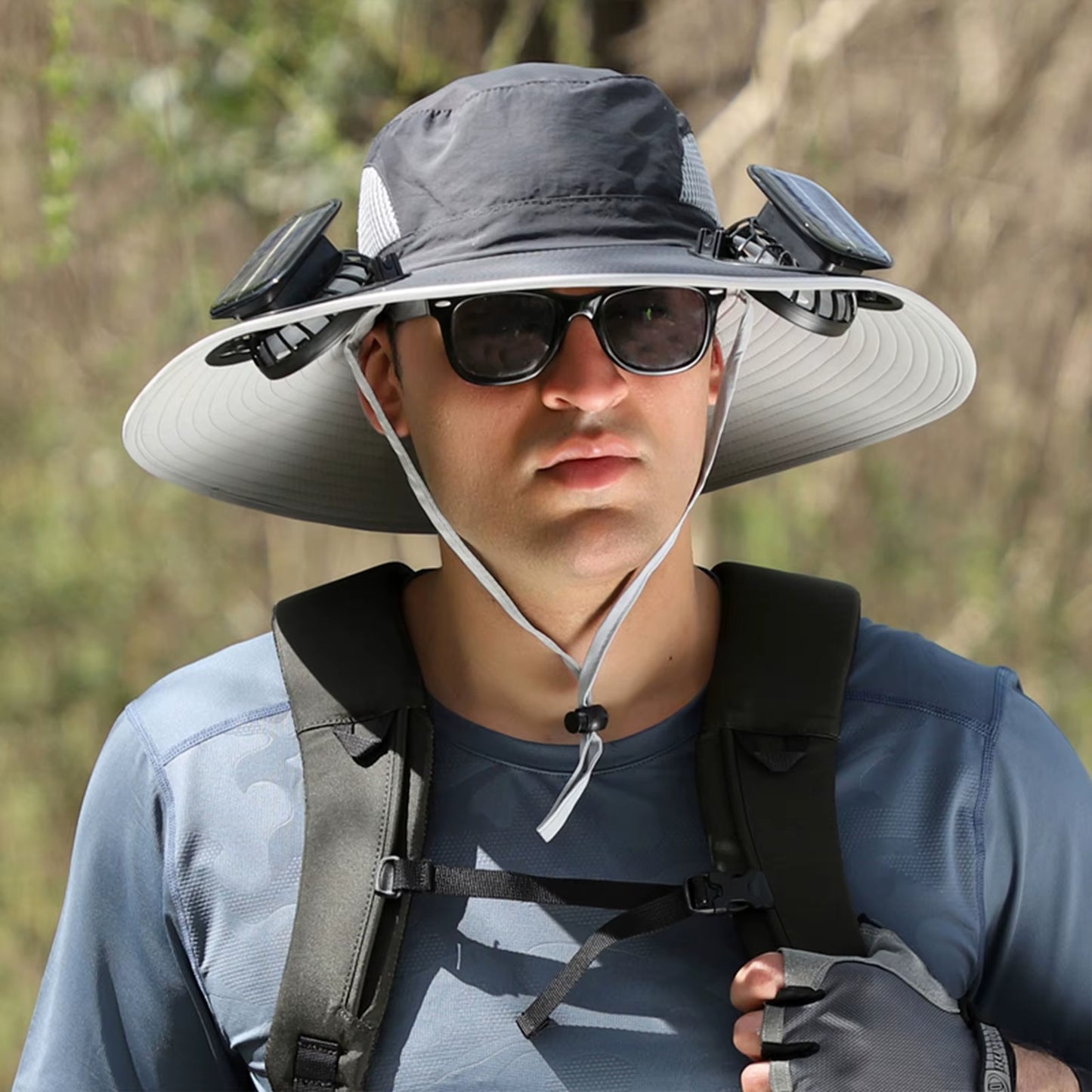 Ultimate Men's Outdoor Swim Hat with Wide Brim and Solar Fan – Perfect for Fishing and Sun Protection!
