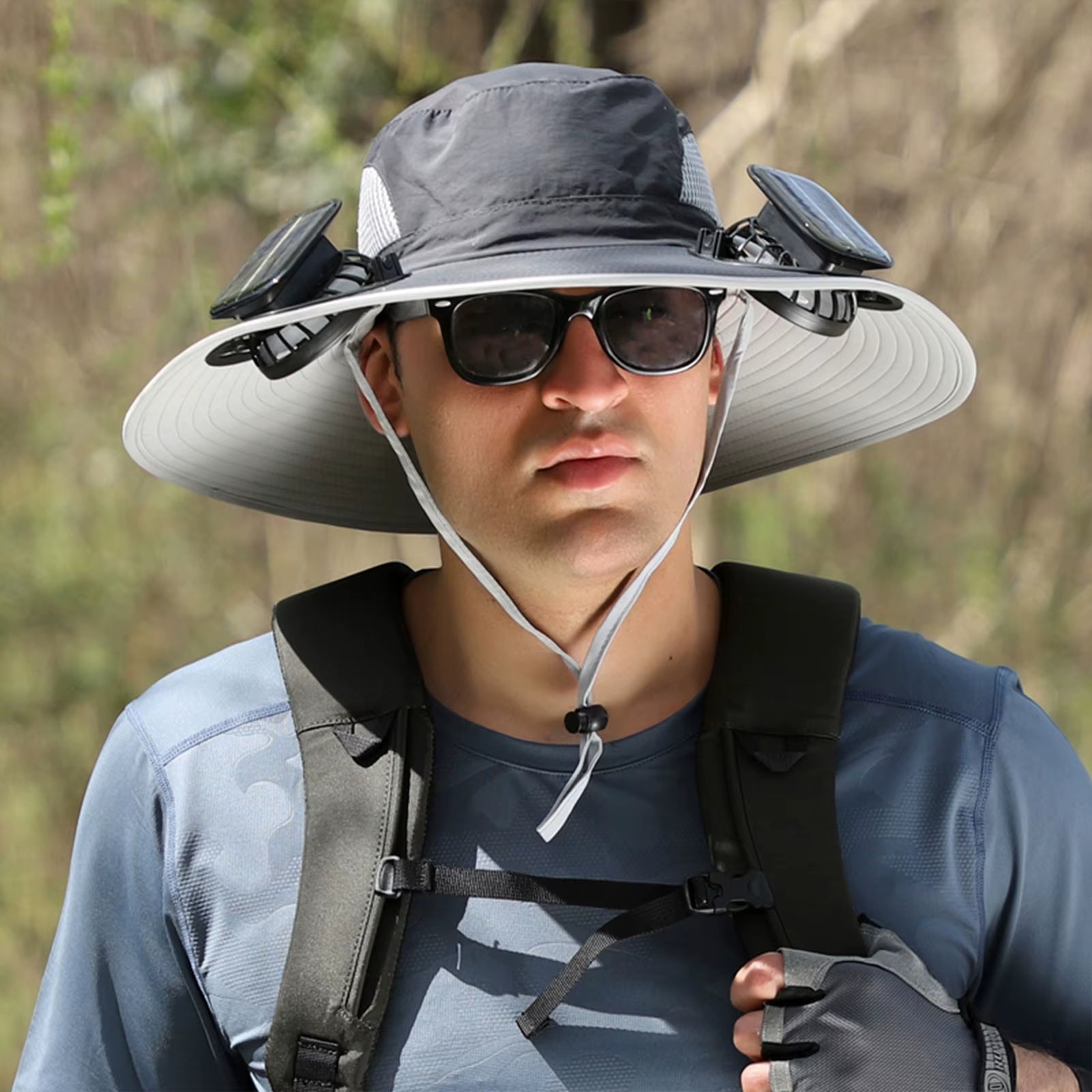 Ultimate Men's Outdoor Swim Hat with Wide Brim and Solar Fan – Perfect for Fishing and Sun Protection!